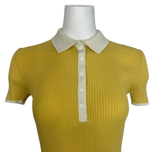 Rag And Bone Libby Short Sleeve Polo Shirt Sweater S Yellow - Picture 10 of 15